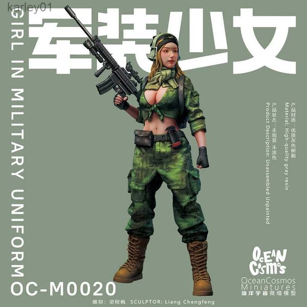 Anime Manga OceanCosmos miniaturas Chica original en uniforme militar Tema militar de EE. UU. Soldado sexy Resina sin pintar Modelo kit figura GK yq240325