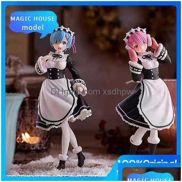 Anime Manga Original GSC Pop Up Parade Re Life en un mundo diferente de Zero Rem Ram 21 cm 1/7 PVC Figura de acción Juguetes T230606 Drop Dhnam