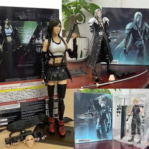 Anime Manga Play Arts Final Fantasy 7 VII Sephiroth Cloud Strife Tifa Lockhart Actie Karakter Remake Speelgoed 25CM Gezamenlijke mobiele pop Presentatie J240308