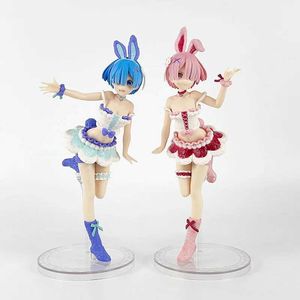Manga anime re life un monde différent de zéro rame REM Bunny Figure Cut Remu Ramu Action Figure PVC Collection Modèle Dolls Toysl2404
