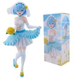 Manga Rem Rem Figure de mariée à partir de zéro dans un autre monde Ram Blue Wedding Model Toy Picture Setl2404