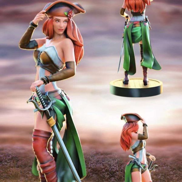 Anime manga resina figura pirata reina 1/24 escala 75 mm de altura vertical ensamblaje miniaturas kit modelo sin ensamblar juguetes ama sin ensamblaje