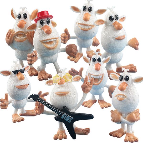 Anime manga dibujos animados rusos pequeños cerdos blancos buba buba cooper pvc juguete hecha muñecas de regalo de 8 piezas 230313