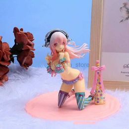 Anime Manga SUPER SONICO Animation Maillots de bain colorés Filles Poupées Figurine Anime Garage Ensembles PVC Statue Ordinateur Enclos Décoration 240319