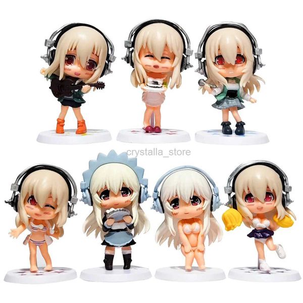 Anime Manga SUPERSONICO siete estilos de ropa traje de baño mucama Mini figuras de muñecas Juegos de garaje de anime Modelo con colección de juguetes de pvc regalos de hobby 240319