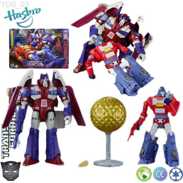 Anime Manga Transformers Legacy Ha nacido un héroe Orion Pax Trion Sdcc Limited Double Suit Deluxe Class Figura de acción original YQ240315