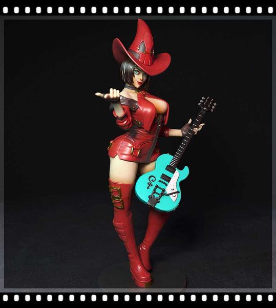 Anime Manga Kits de modèles en résine non peints 1/24 75mm Cowboy Guitar Girl 1/18 100mm GK Modèle en résine Anime Figure Kit de garage d'impression 3D 273 L230717