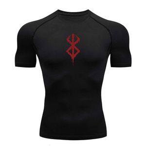 Anime chemise de Compression pour hommes Fiess Sport course serré t-shirts de gymnastique entraînement athlétique séchage rapide hauts t-shirt d'été