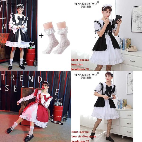 Tenue pour hommes anime: tablier noir et blanc lolita robe cosplay costume serveuse de la fête de femme de chambre costumes de scène s