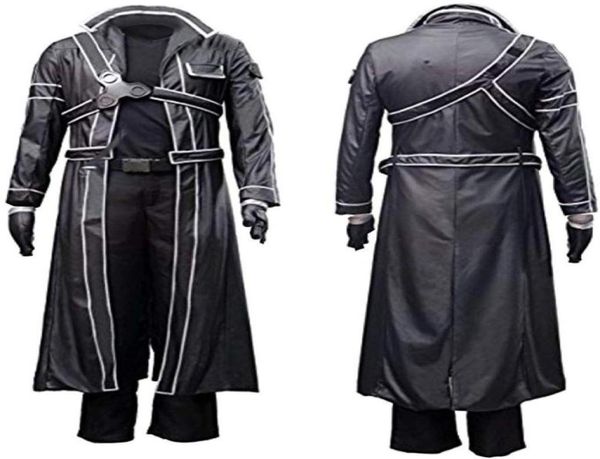 Anime Men039s Sword Art Online Kirito Cosplay traje de batalla negro26822255238349