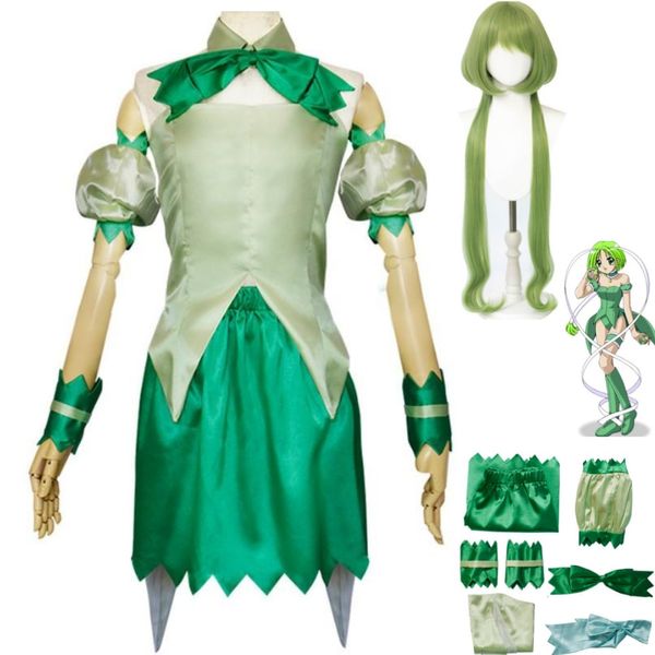 Perruque de Costume de Cosplay pour femmes, Anime Midorikawa Retasu Mew laitue Tokyo Mew Mew, robe de demoiselle d'honneur, Costume de fête de bal masqué Sexy Kawaii