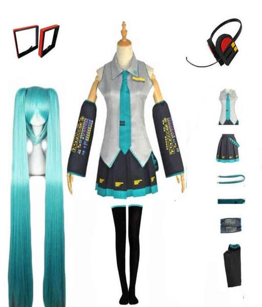 Anime MIKU COSPLAY COSTUME Japan Midi Dress FA FA para Halloween Año Nuevo Suits Wig H2208056282762