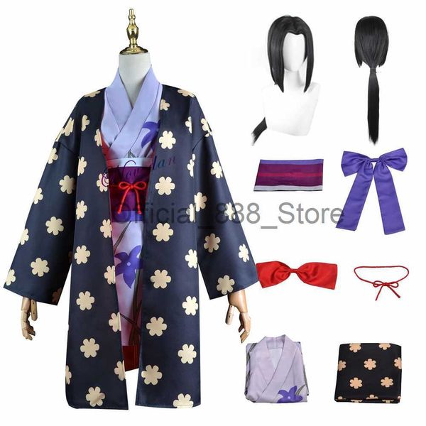 Anime Miss Allsunday Nico Robin Cosplay disfraz mujer kimono vestido peluca una pieza Onigashima traje Halloween carnaval traje x0830