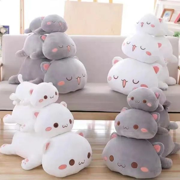 Anime Mitao chat figurines d'action Couple en peluche doux en peluche mignon dessin animé Kawaii oreiller décorer coussin anniversaire fille cadeau 240122