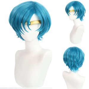 Anime Mizuno Ami Blauwe Pruik Sailor Mercury Pruiken + Hoofddeksels Rollenspel Halloween Cosplay Kostuum