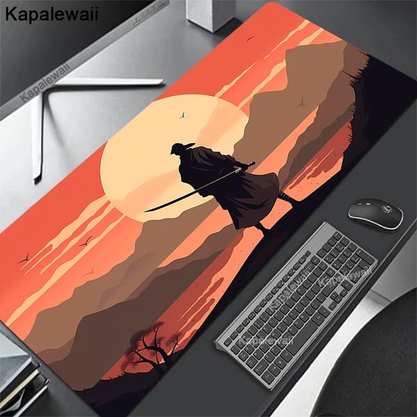 Tapis de souris Anime tapis de souris samouraï japonais tapis PC 100x50 cm tapis de bureau Mause clavier de bureau tapis japonais accessoires de Table Mausepad 240314