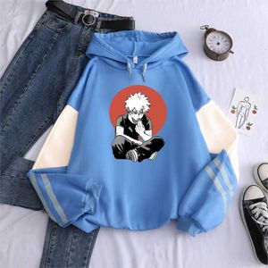 Anime My Hero Academia Bakugou Imprimé Streetwear Sweats à capuche pour hommes / femmes Tops de dessin animé Casual Hiver Sweats à capuche surdimensionnés Y0816