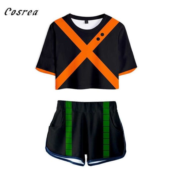 Anime My Hero Academia Cosplay deux pièces ensembles femmes Sexy t-shirt short Boku pas d'uniforme de gymnastique survêtement filles Y0913301L