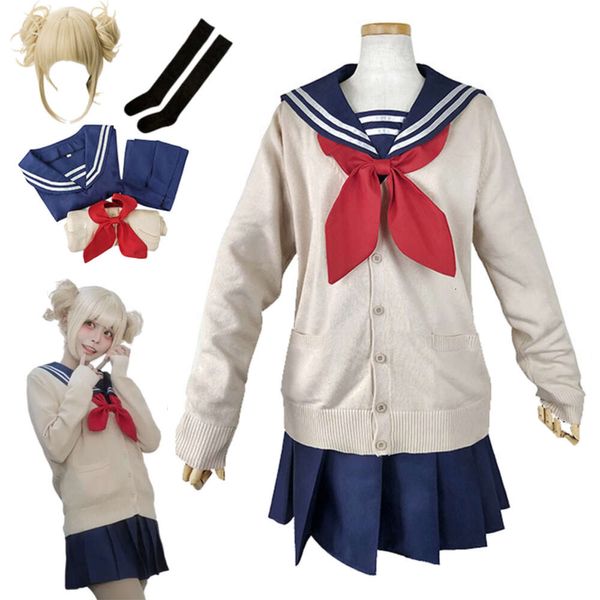 Anime My Hero Academia Cross My Body Himiko Toga Cosplay Costume Jk uniforme pull manteau chaussettes perruque Halloween vêtements pour femmes cosplay