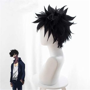 Anime mon héros académique Dabi perruque Cosplay Costume Boku pas court noir cheveux synthétiques Halloween fête perruques + bonnet de perruque Y0913