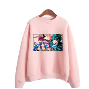 Anime mon héros académique sweat à capuche Deku Todoroki Bakugo dessin animé sweat imprimé hauts hommes mode unisexe vêtements Y0803