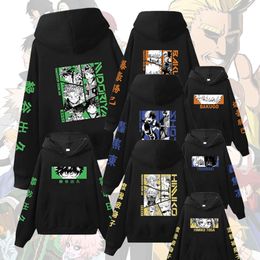 Anime My Hero Academia Hoodies Midoriya Bakugo Todoroki Graphic Gedrukte pullover Haruku Hip Hop Unisex Streetwear Casual Doek
