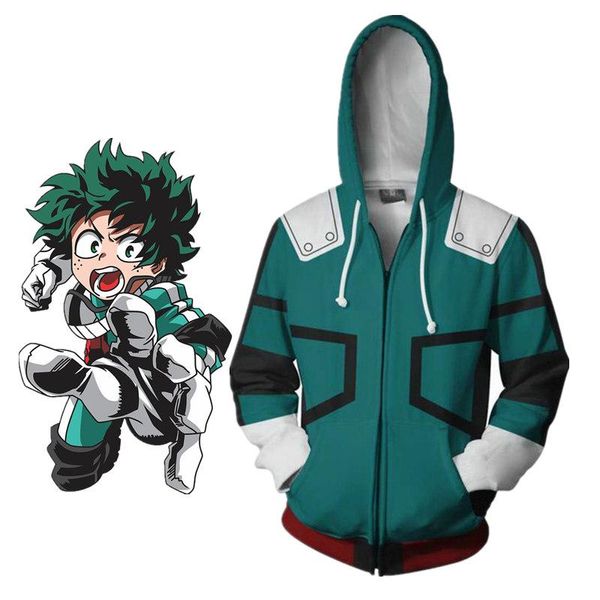 Anime mon héros académique Izuku Midoriya costume veste à capuche Boku pas de héros académique Cosplay sweats Halloween femmes hommes manteau