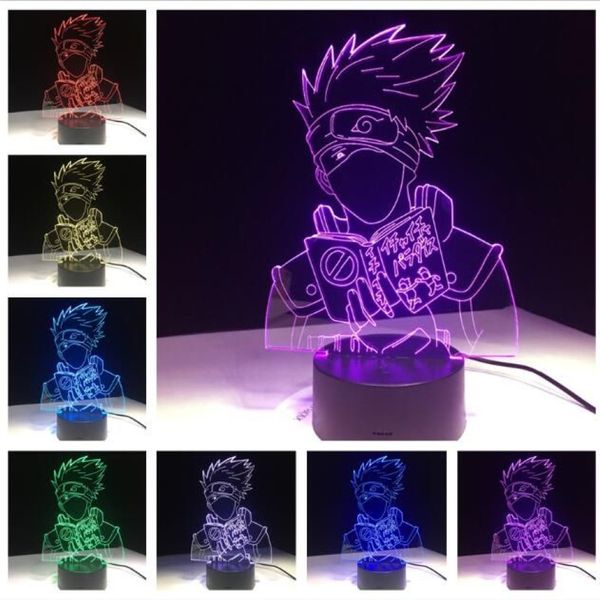 Anime Naruto Kakashi Hatake Figura Niños Dormitorio Decoración Mesa Café Oficina Lámpara Luz Nocturna Niños Niños Acción de Gracias Festiva285O