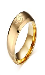 Anime Naruto Ring Fijne sieraden 8mm Gold Cool Men Sieraden Roestvrij staal Heren Man Party Accessories USA Size8903260