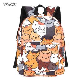 Anime Neko Atsume femmes sac à dos dessin animé Mochila pour filles garçons voyage sac à dos mignon chat impression sac à bandoulière pour adolescent H220427246P