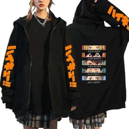 Anime Nekoma Kenma Kozume Haikyuu sweat à capuche avec fermeture éclair Haruku sweat Karasuno lycée Manga veste zippée manteaux