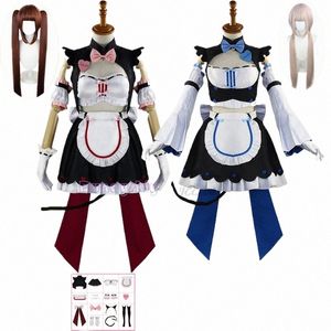 Anime Nekopara Chocolade Vanille Cosplay Kostuum Pruik Kat Meid Lolita Dr Leuke Meisjes Vrouwen Halen Carnaval Outfits Lolita S41N #