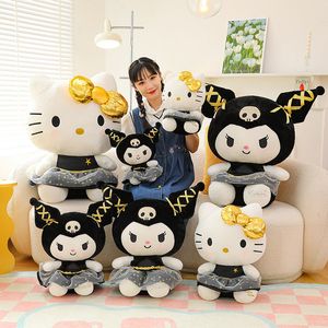Anime nieuwe producten schattige zwarte rok Kuromi knuffels Zwart goud roze kat pop kinderspelen speelkameraden vakantie geschenken kamer ornamenten