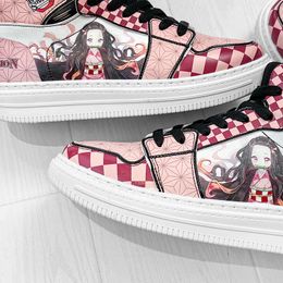 Anime Nezuko Attack Ontitan Dress Cartoon Tanjirou Cosplay Men Casual High Top Running Shoes Sneakers Femmes