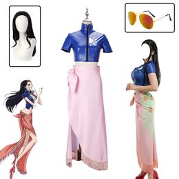 Anime Nico Robin Cosplay Costume robe tenues Nico Robin perruque lunettes Costume pour fille Halloween carnaval fête Costumescosplay