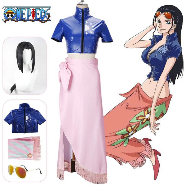 Anime Nico Robin Cosplay Miss Allsunday Cosplay disfraces vestido trajes peluca traje Halloween carnaval fiesta disfraz para mujer cosplay