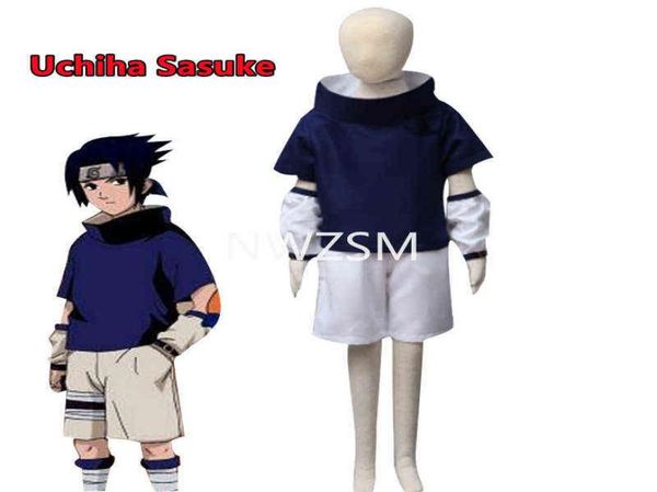 Anime Ninja Cos Cloth Uchiha Sasuke Hokage Konohagakure Traje de cosplay de verano Niños Cosplayer Comic Fans Uniforme para niños H2208041761230