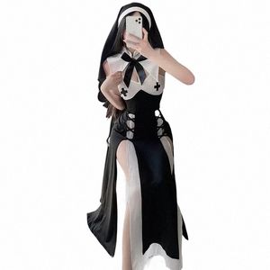 Anime nonne Cosplay tenue de femme de chambre femmes Sexy Lingerie Kawaii noir évider Dr Halen Passi uniforme Costume Costume 960J #