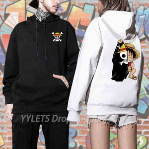 Anime One Piece Hoodies Hombres Mujeres Moda Luffy Pullover Sudadera de gran tamaño Harajuku Hip Hop Streetwear Sudaderas G220429