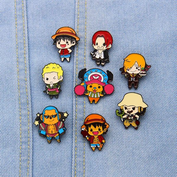 Anime One Piece Luffy Boa Hancock Sabo Portgas D Ace Roronoa Zoro Sanji Chopper Mignon Dessin Animé Alliage Émail Revers Badge Broche Broche 15 couleursZZ