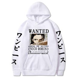 Anime One Piece Robin Hoodie Men Imprimez les pulls Pullovers Harajuku Pullover Sweatshirts à manches longues Streetwear Loose Sweats Hoodie Y11217328764