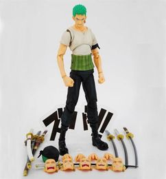 Anime één stuk Roronoa Zoro voorbij blauw variabele doos met 18 cm PVC Action Figure Collection Model Doll Toys Gift X0503306K8043024