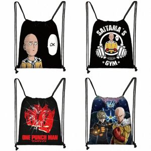 Anime One Punch Man Sac à cordon Femmes Hommes Sac à dos Saitama Genos Sac de voyage Adolescent Garçons ONE PUNCH-MAN Sac de rangement Bookbag a1Ne #