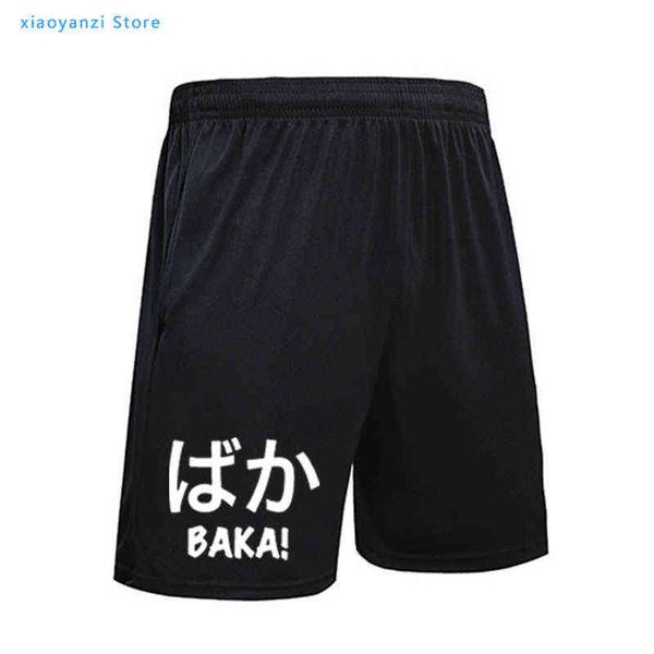 Anime Otakus Baka pantalon de course hommes japonais argot hommes shorts de sport noir unisexe drôle humour Nipon japonais dessin animé pantalon court G1209