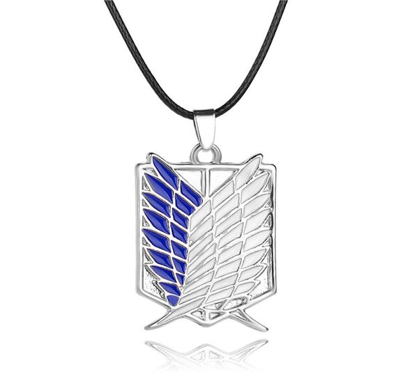 ANIME PENDANT PENDANT COSPLAY Collier Attaque du Titan Scout Regiment Logo Collier en cuir Corps Corps Accessoires Jewelry8583550