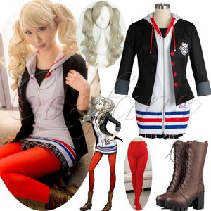 Anime Persona 5 Anne Takamaki Cosplay Costumes Perruque Chaussures De Noël Halloween Cosplay Veste Manteau Robe Jupe Uniformes Pour complet Y0903