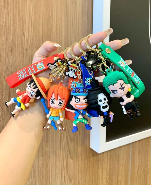 Anime Pirate King Q Edition porte-clés en Silicone tendance personnalisé 2D personnage de dessin animé pendentif porte-clés en caoutchouc souple