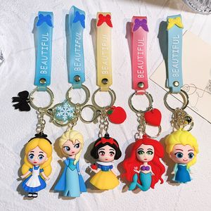 Porte-clés princesse en caoutchouc souple PVC, pendentif de voiture, sac d'école en Silicone, cadeau d'anniversaire