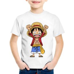 Anime Print Peuter Luffy Jeugd Kinderen T-shirts Kinderen Zomer Korte Mouw Tees BoysGirls Grappige Tops Baby T-shirtoHKP2297 240313