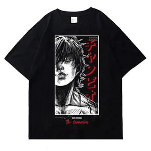 T-shirt imprimé anime harajuku streetwear été des hommes surdimensionnés surdimensionnés coton à manches courtes